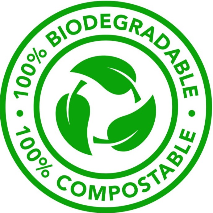 100% Bio-degradable certification logo