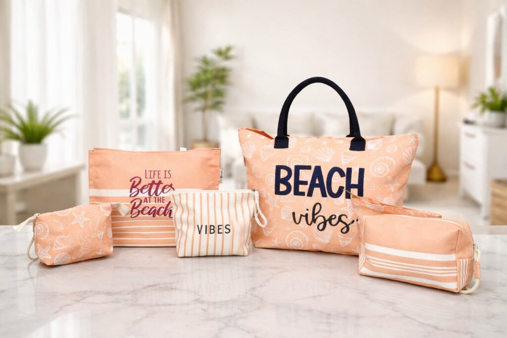 Wholesale cotton beach bags for retailers, resorts, and promotional merchandise programs by Indian Craft Supply