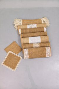 Wholesale natural jute and burlap table runners for US wedding venues, event planners, hotels, and rental companies by Indian Crafts Supply