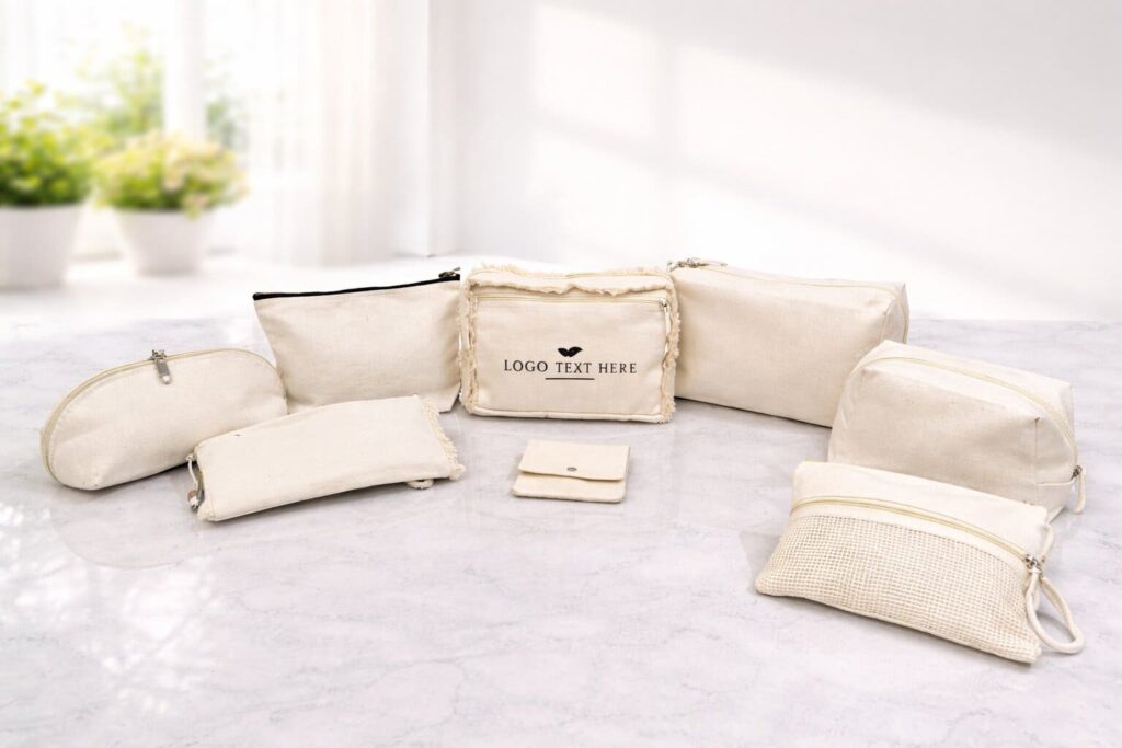 Wholesale cotton toiletry bags for US retailers, hospitality brands, and promotional merchandise programs by Indian Craft Supply