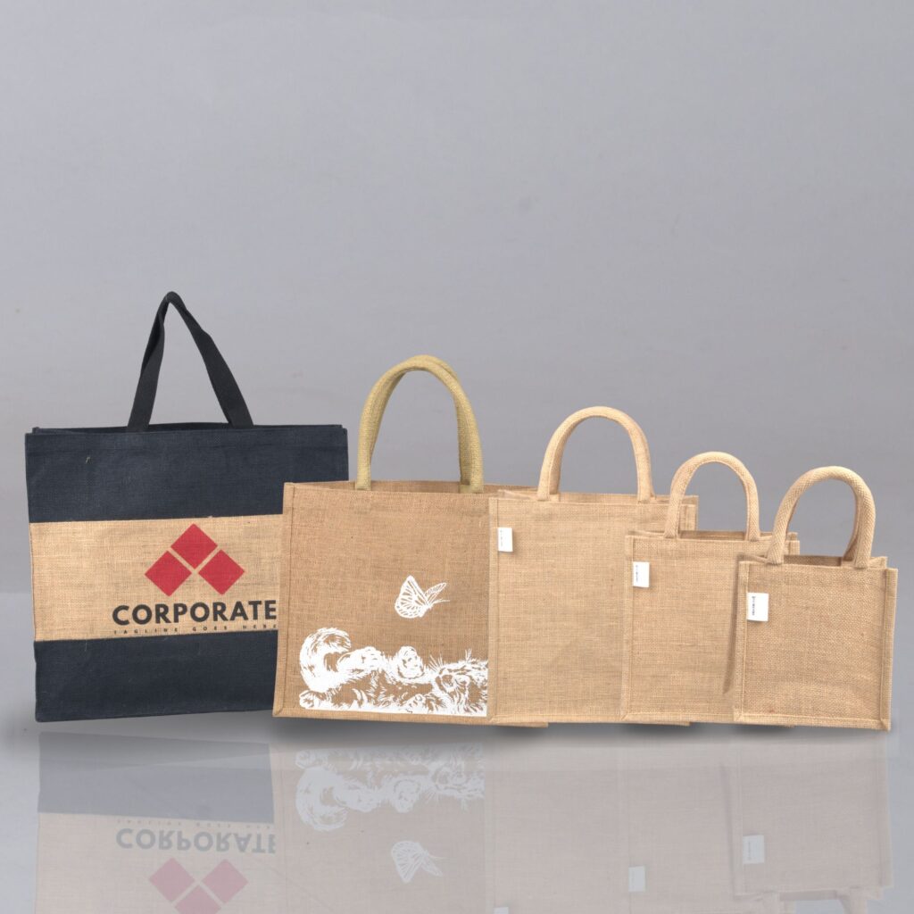 Wholesale jute promotional bags with eco-friendly natural jute material, ideal for bulk branding, corporate promotions, events, and retail merchandising